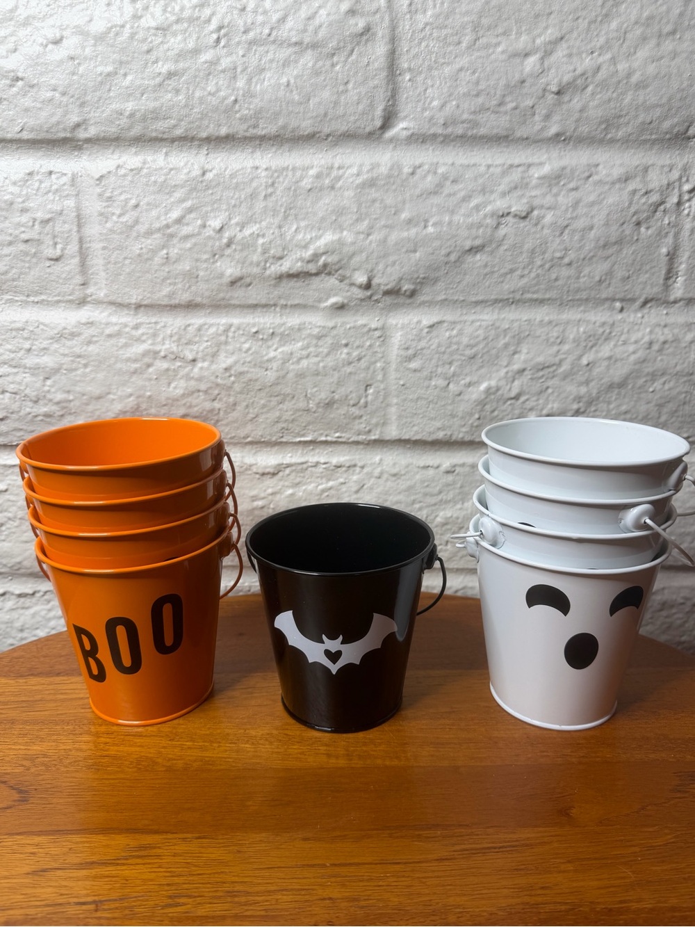 Halloween Metal Pail Bundle x 9 Bullseye Playground Pumpkin Ghost Bat New
